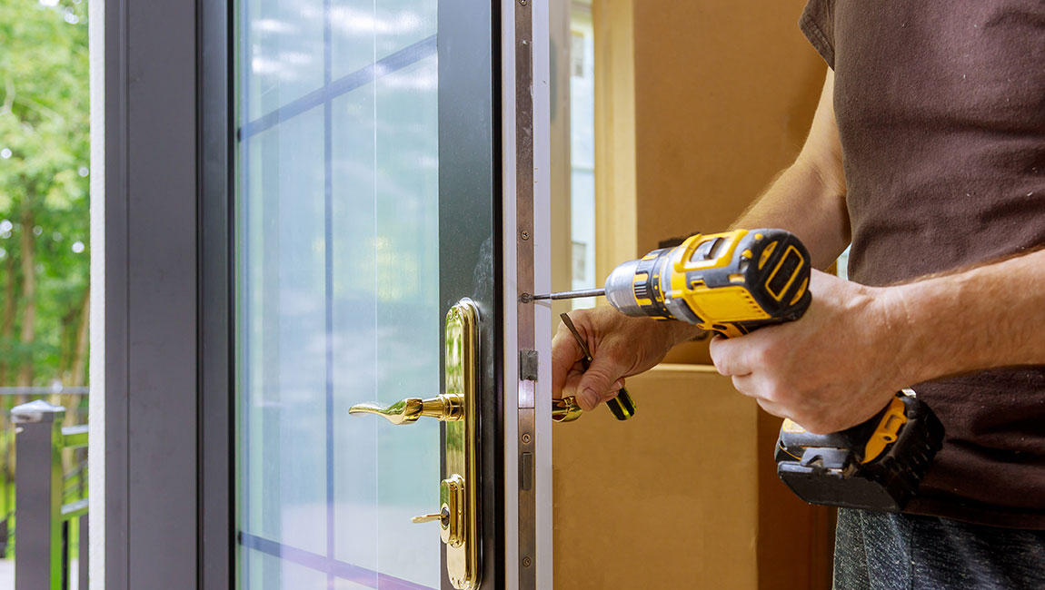 Exterior door being repaired